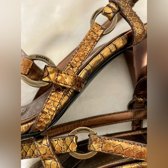 Authentic Chanel bronze python heels - Picture 3 of 7